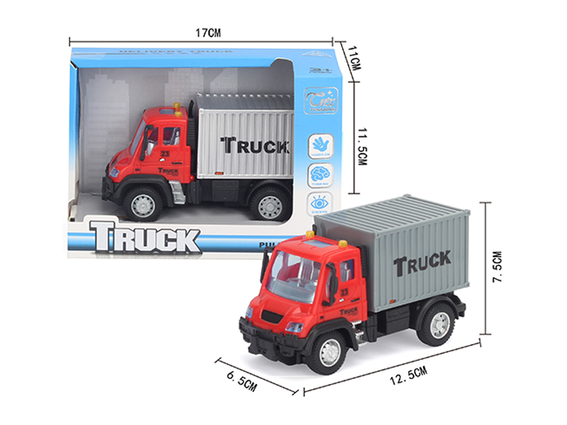 1:64 Pull Back German Transport Container Truck Blue