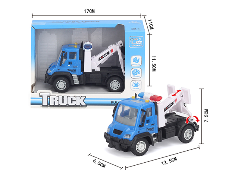 1:64 Pull Back German Transport Trailer Blue