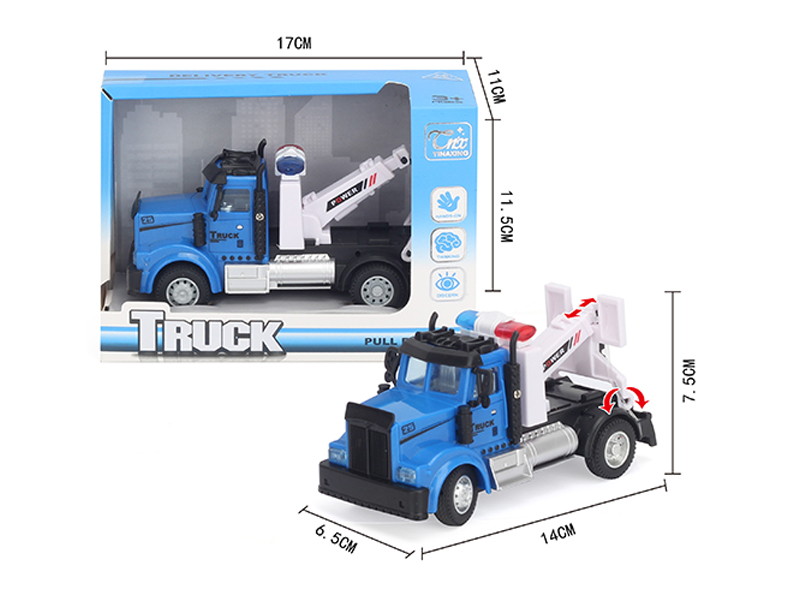 1:64 Pull Back American Transport Trailer Blue