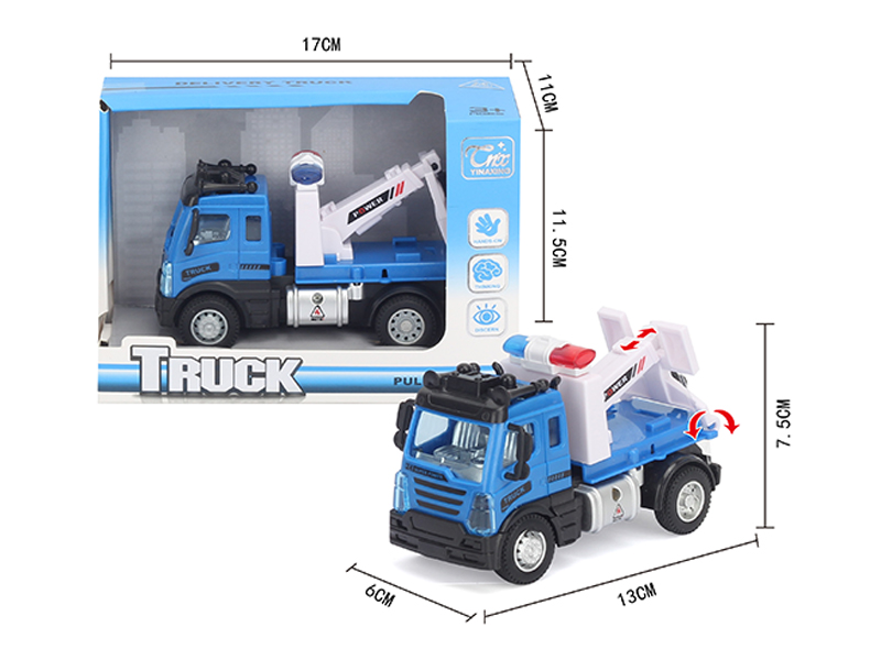 1:64 Pull Back European Transport Trailer Blue