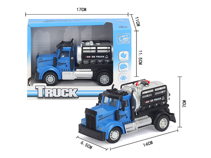 1:64 Pull Back American Tank Truck Blue