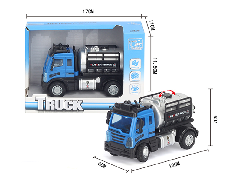 1:64 Pull Back European Tank Truck Blue
