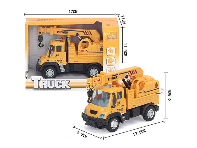 1:64 Pull Back German Engineering Crane Yellow
