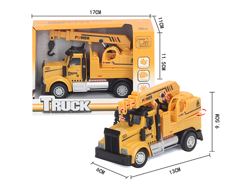 1:64 Pull Back American Engineering Crane Yellow