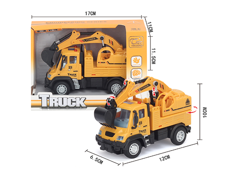 1:64 Pull Back German Engineering Excavator Yellow