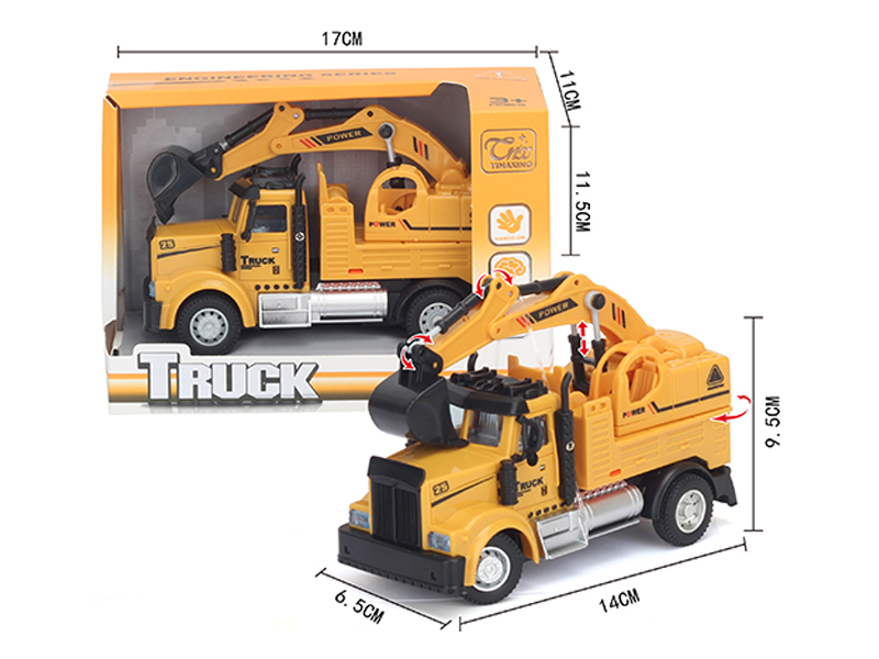 1:64 Pull Back American Engineering Excavator Yellow