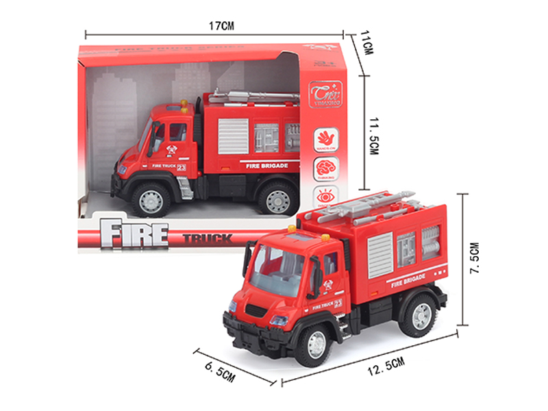 1:64 Pull Back German Water Cannon Fire Truck Red