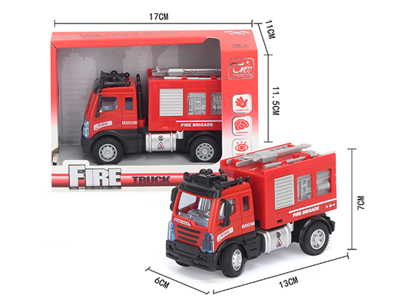 1:64 Pull Back European Water Cannon Fire Truck Red