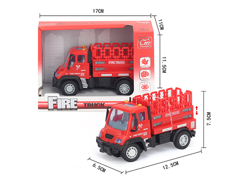 1:64 Pull Back German Lift Fire Truck Red
