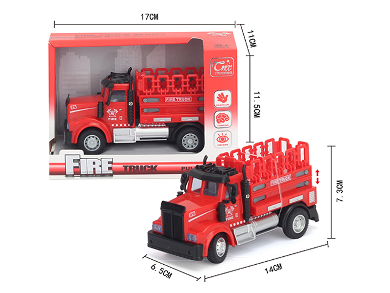 1:64 Pull Back American Lift Fire Truck Red