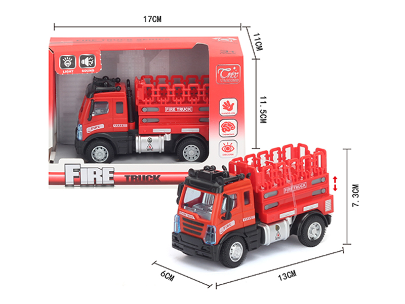 1:64 Pull Back European Lift Fire Truck Red