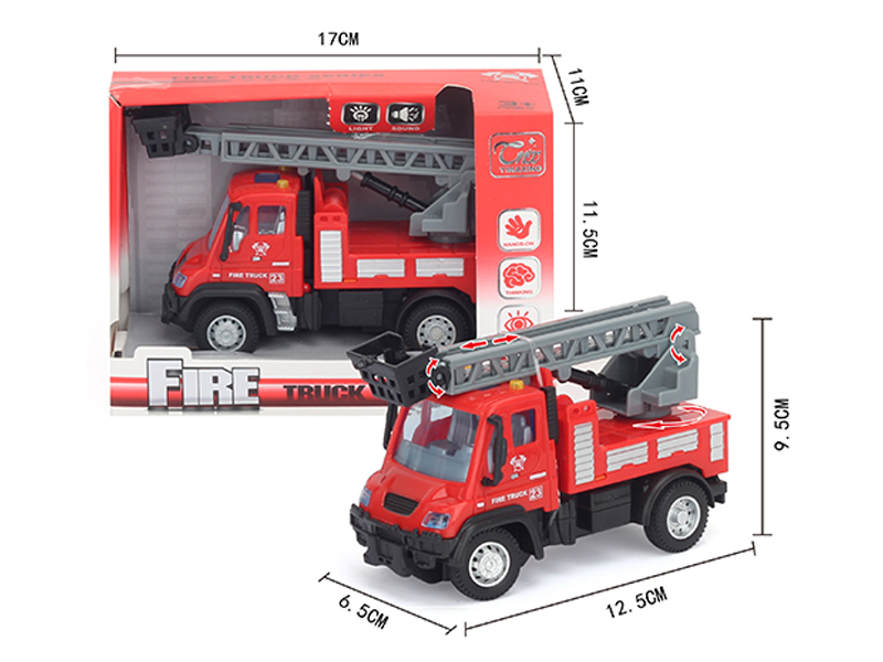 1:64 Pull Back German Ladder Fire Truck Red