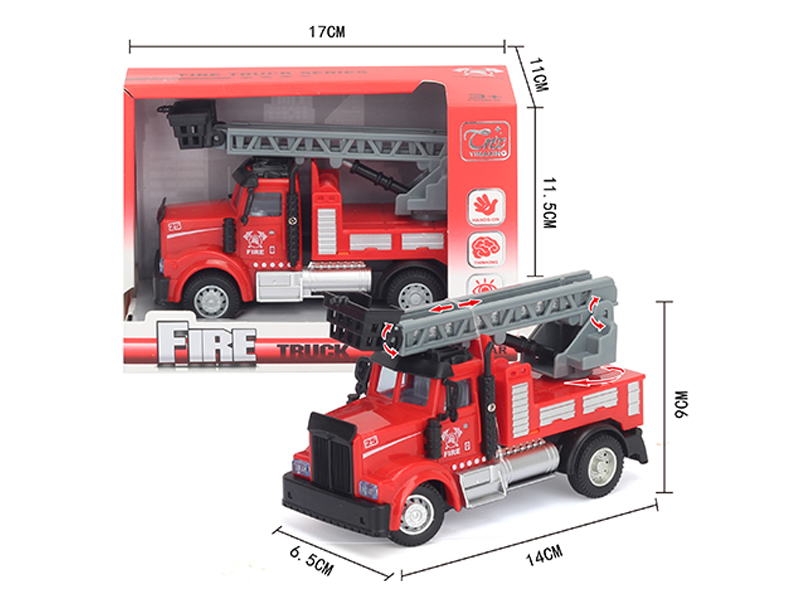 1:64 Pull Back American Ladder Fire Truck Red