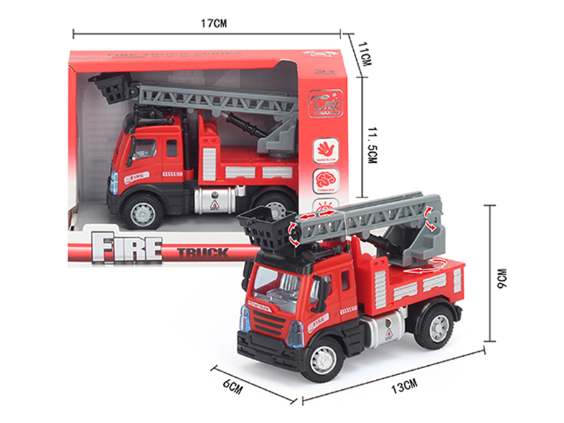 1:64 Pull Back European Ladder Fire Truck Red