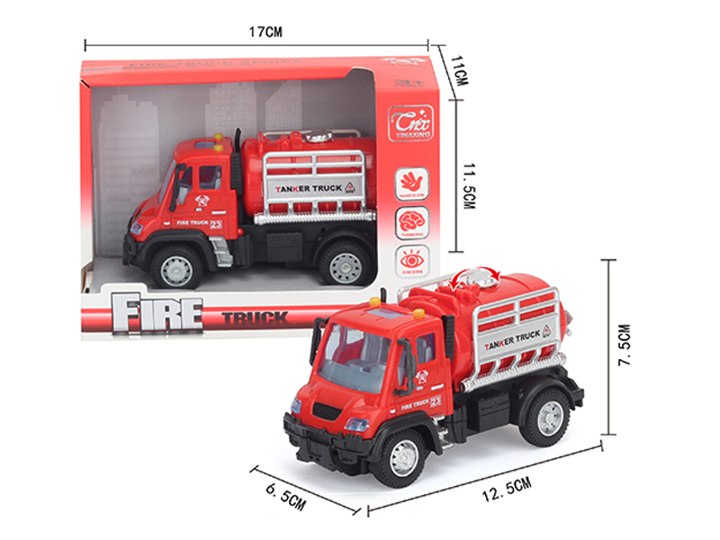 1:64 Pull Back German Water Tank Fire Truck Red