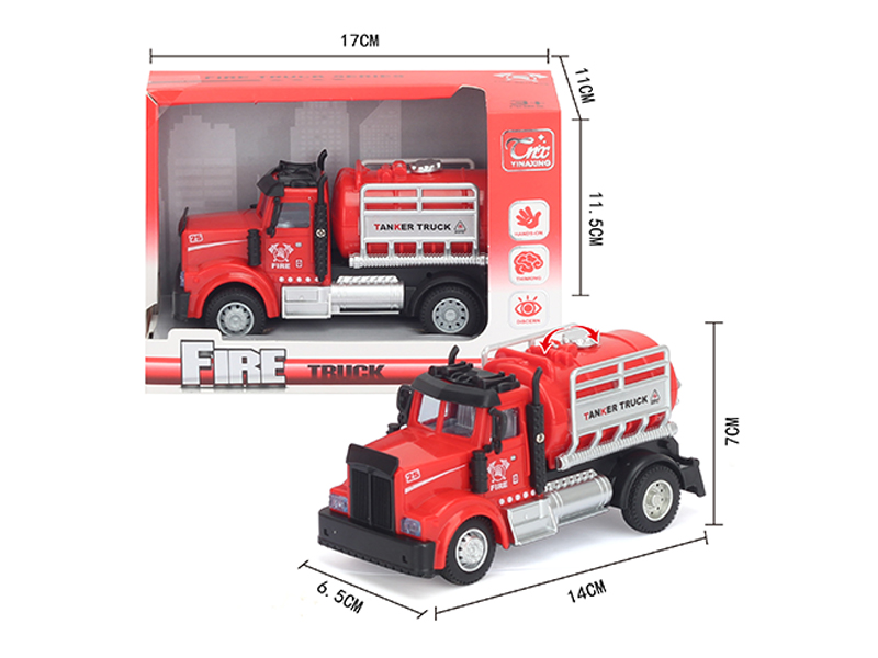 1:64 Pull Back American Water Tank Fire Truck Red