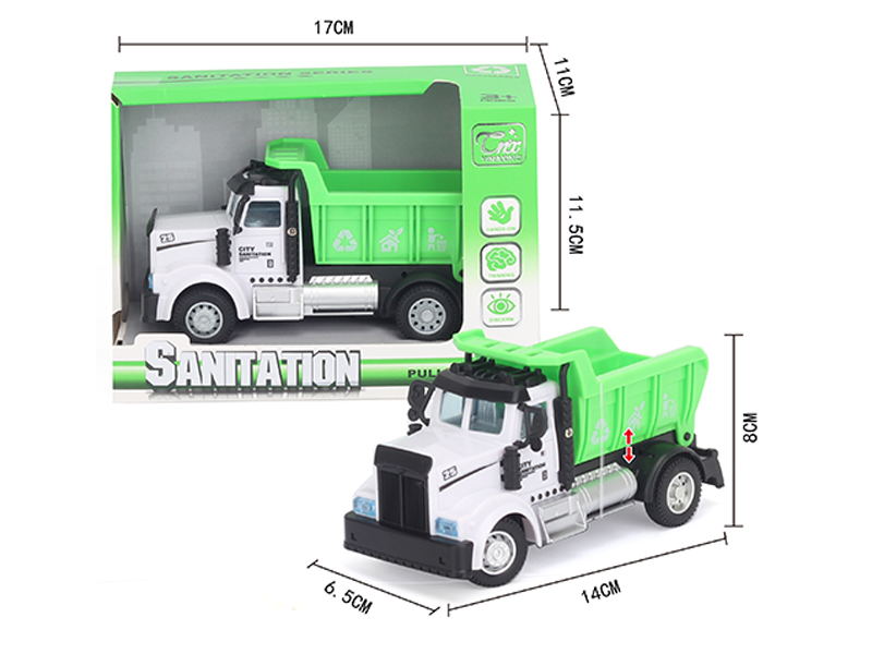 1:64 Pull Back American Sanitation Truck Green