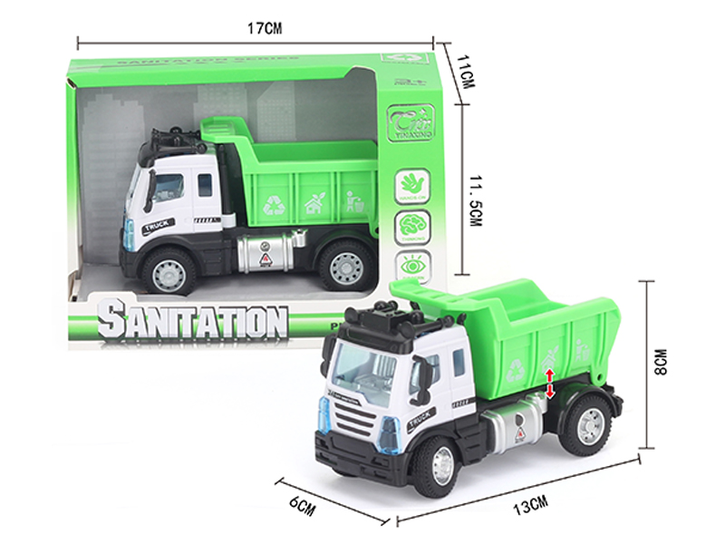 1:64 Pull Back European Sanitation Truck Green