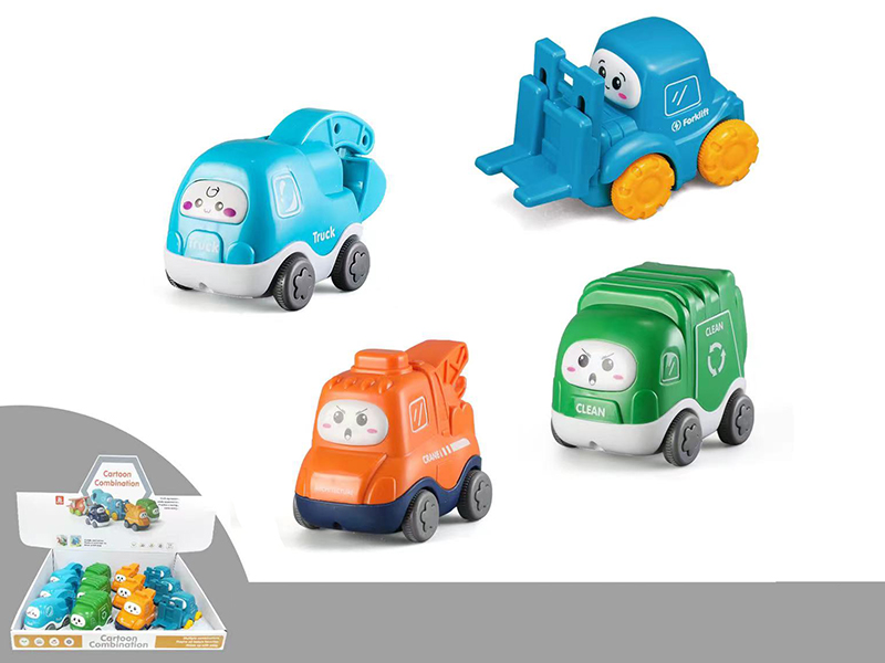 Cartoon Friction Engineering Truck 12pcs