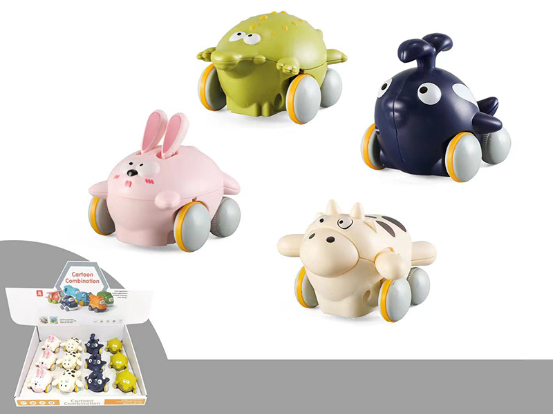 Cartoon Animal Friction Car 12pcs