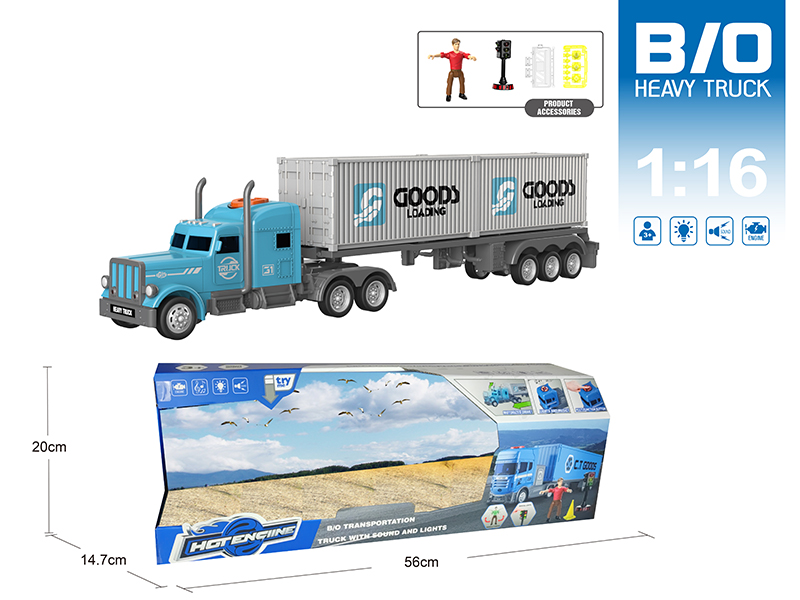 1:16 Multifunctional B/O Container Truck With Sound And Light(With Scene Accessories)