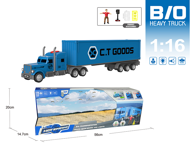 1:16 Multifunctional B/O Container Truck With Sound And Light(With Scene Accessories)