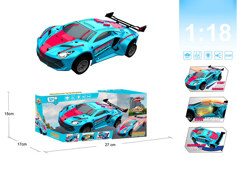 1:18 B/O Stunt Race Car With Sound And Light