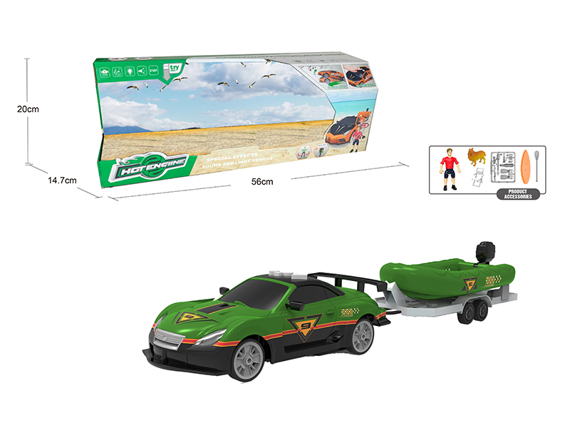 1:16 B/O Lift Trailer With Sound And Light + Kayak(With Scene Accessories)