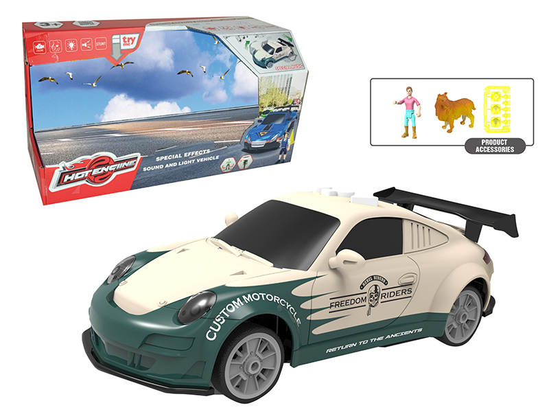 1:16 B/O Rotating Stunt Car With Sound And Light(With Scene Accessories)