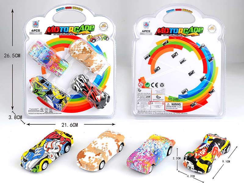 Graffiti Pull Back Car 4pcs