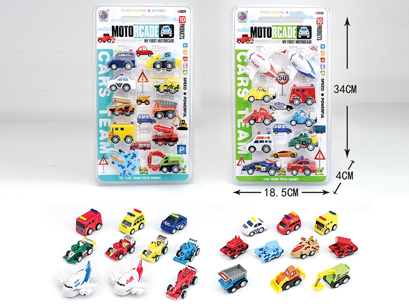 Pull Back Engineering Truck,Race Car,Police Car,Tank,Airplane 10pcs
