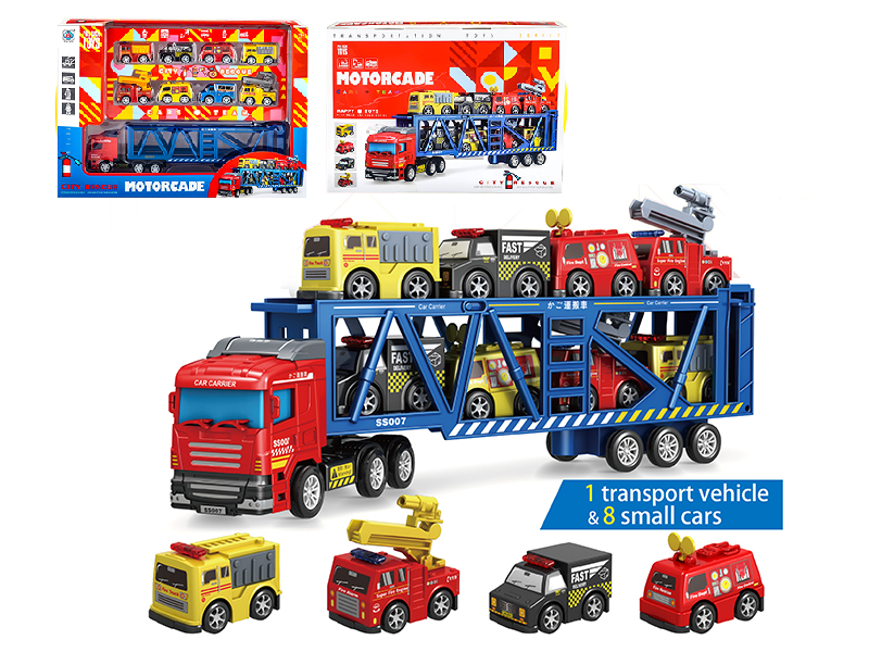 1 Slide Transport Vehicle + 8 Pull Back Fire Engine