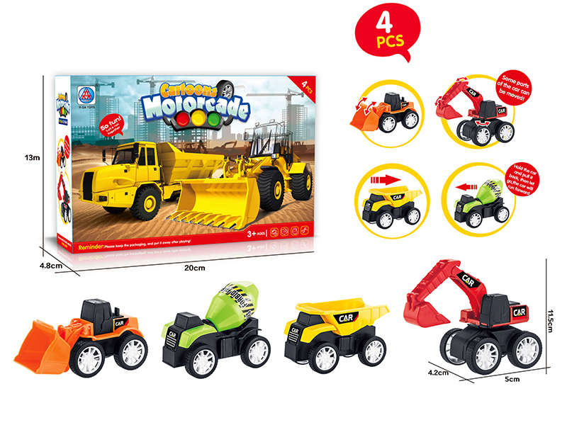 Pull Back Engineering Truck 4pcs