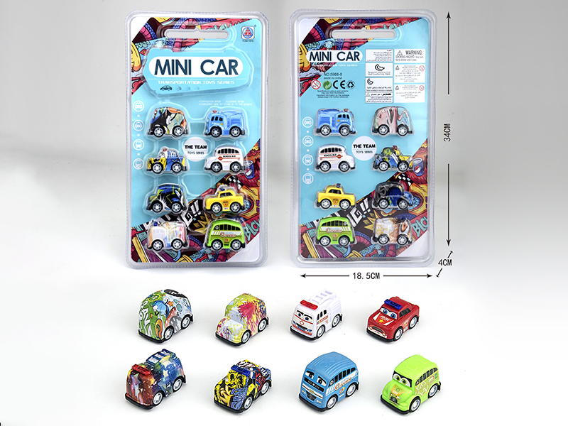 Pull Back Graffiti Cartoon Car 8pcs
