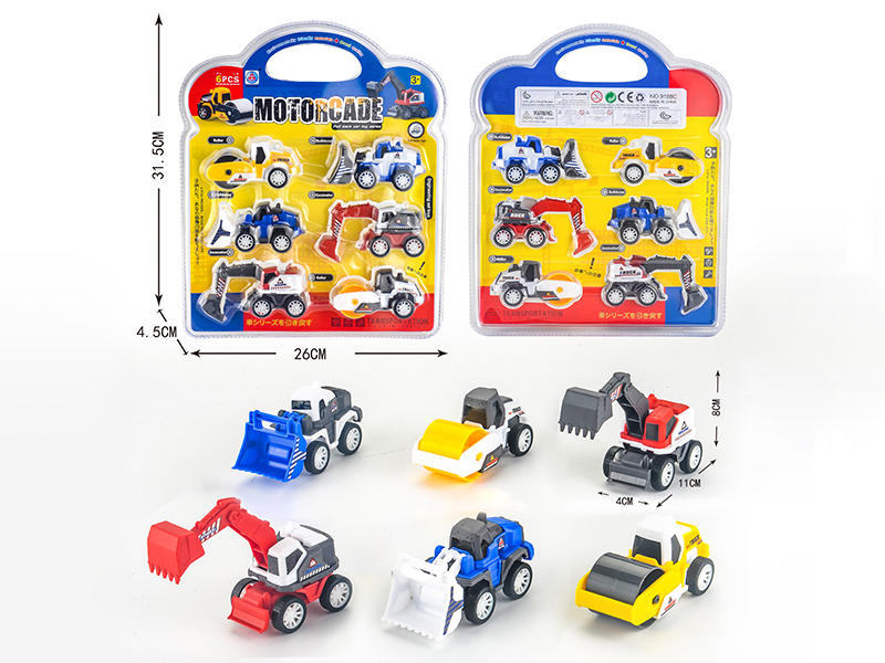 Pull Back Engineering Truck 6PCS
