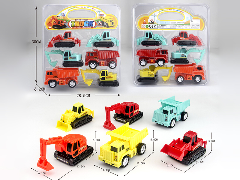 Pull Back Engineering Truck 6PCS