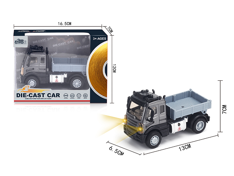 1:64 Pull Back European Alloy Transport Truck Gray