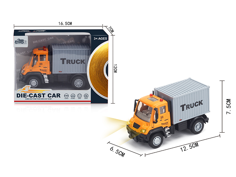 1:64 Pull Back German Transport Container Alloy Car Orange