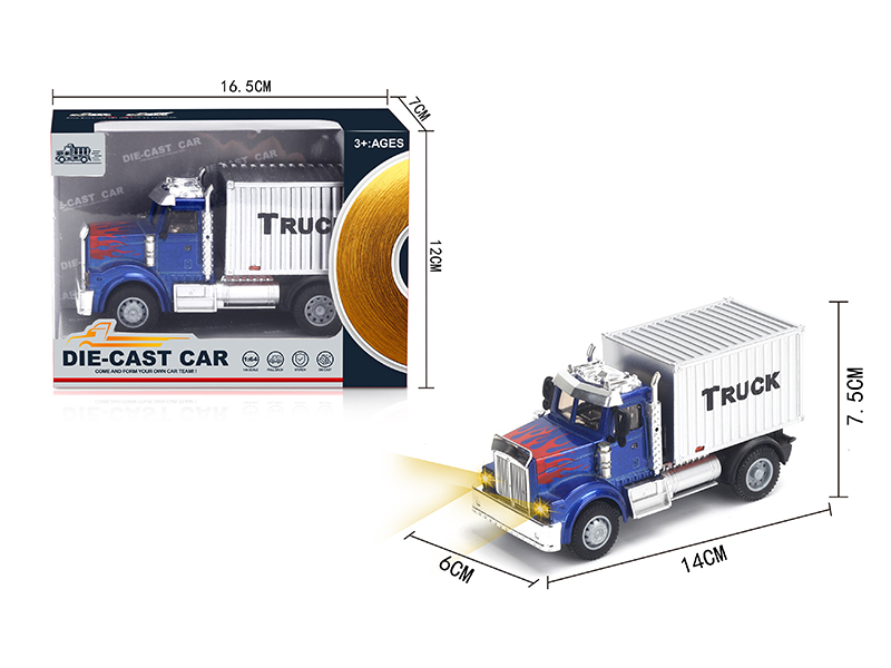1:64 Pull Back American Transport Container Alloy Car Blue