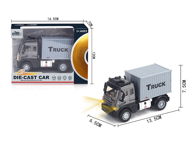 1:64 Pull Back European Transport Container Alloy Car Gray