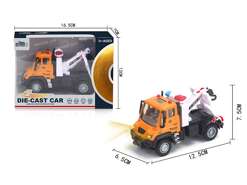1:64 Pull Back German Alloy Transport Trailer Orange