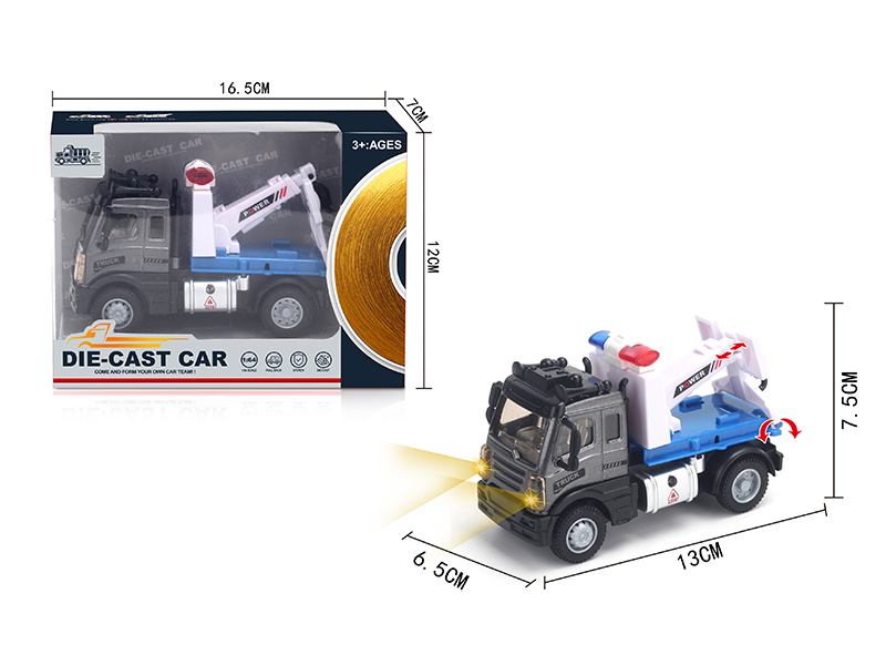 1:64 Pull Back European Alloy Transport Trailer Grey