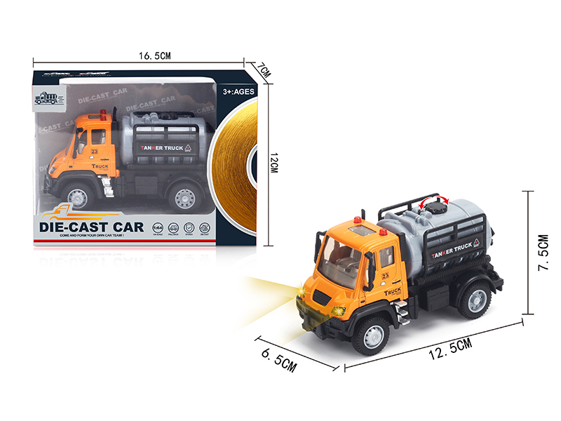 1:64 Pull Back German Alloy Oil Tank Truck Orange