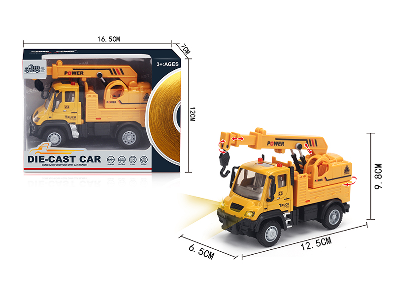 1:64 Pull Back German Alloy Engineering Crane Yellow