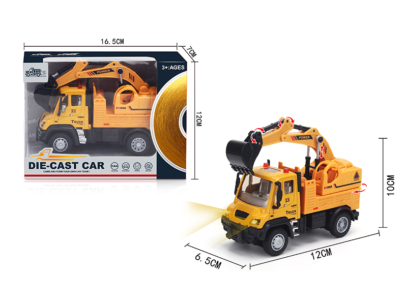 1:64 Pull Back German Alloy Engineering Excavator Yellow