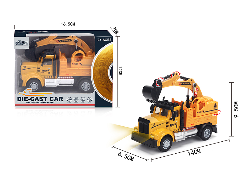 1:64 Pull Back American Alloy Engineering Excavator Yellow