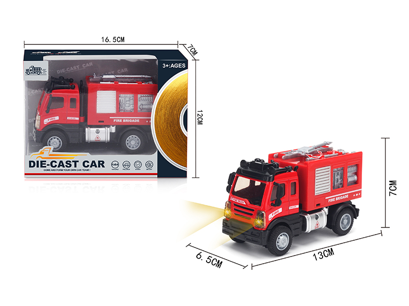 1:64 Pull Back European Alloy Water Cannon Fire Truck Red