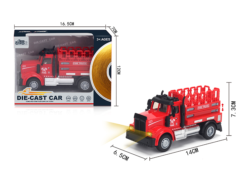 1:64 Pull Back American Alloy Lift Fire Truck Red