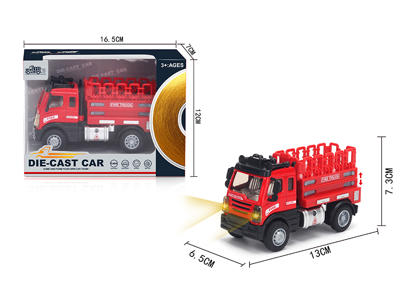 1:64 Pull Back European Alloy Lift Fire Truck Red