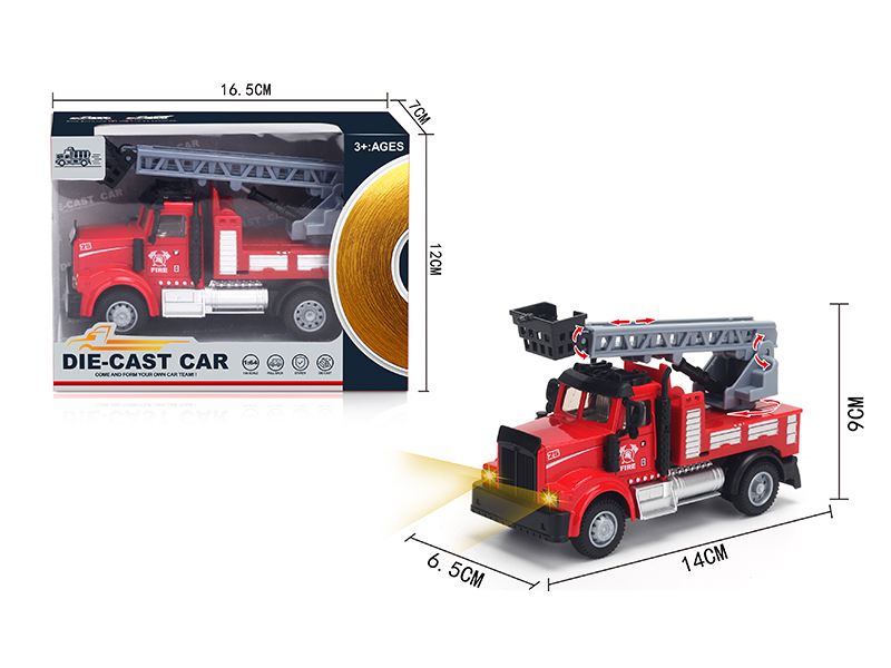 1:64 Pull Back American Alloy Ladder Fire Truck Red